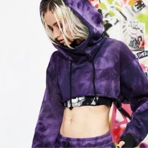 Current Mood Purple Tie Dye Protect The Wicked Crop Hoodie